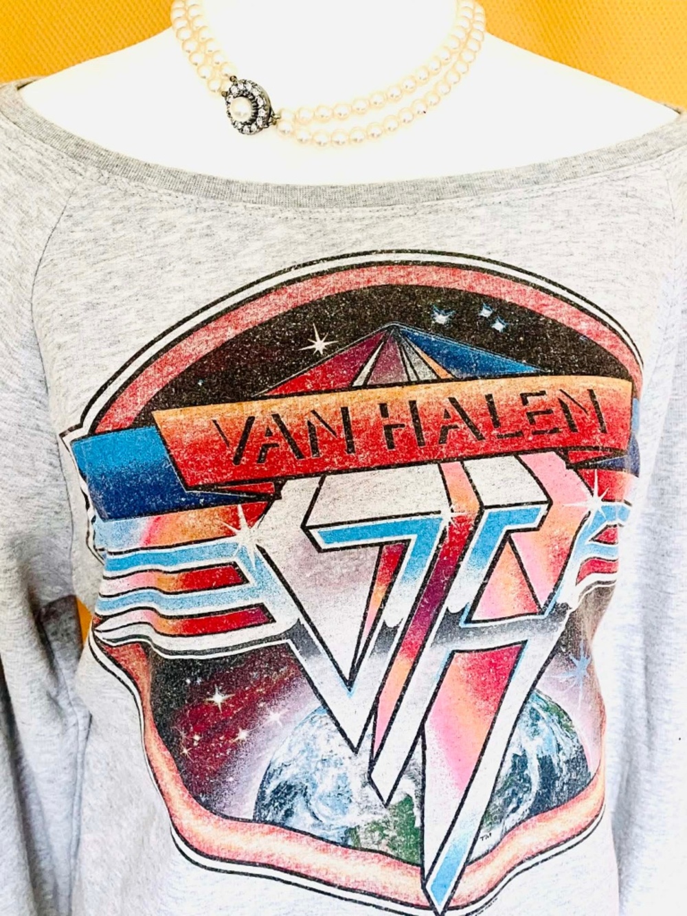 Forever 21 Van Halen Off Shoulder Graphic Sweatshirt L/M